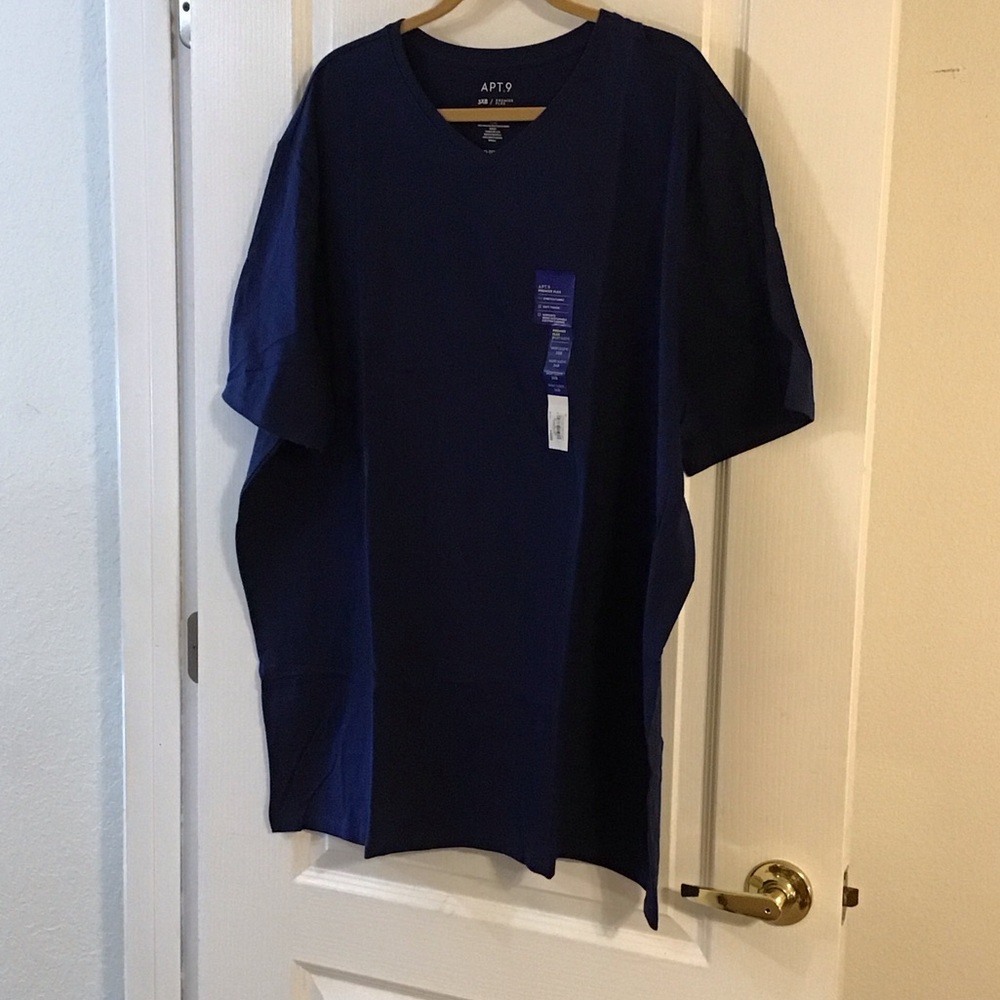 Men's Big & Tall Apt. 9 Solid Navy Blue V-Neck Tee Shirt Size 3X
